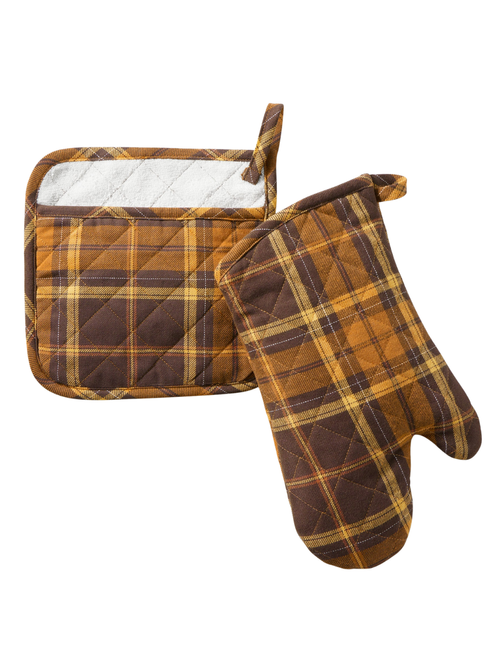 Autumn Plaid Oven Mitt & Potholder Set