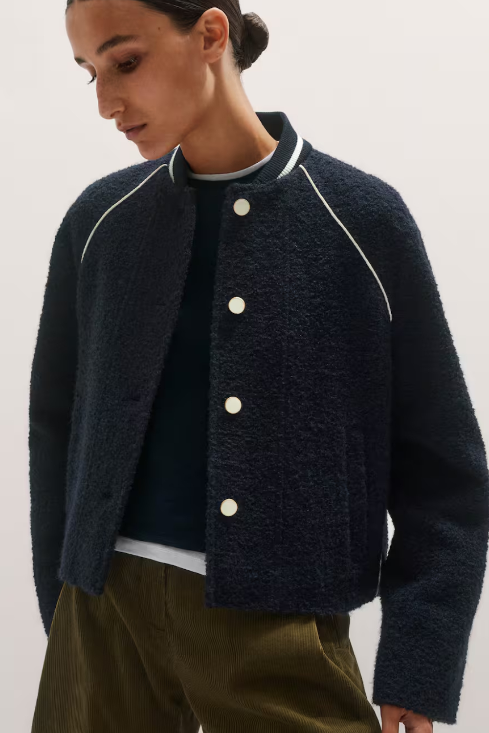Bouclé Varsity Swing Jacket