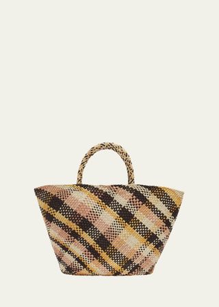 Mariana Small Plaid Basket Tote Bag