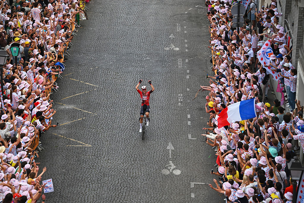 PARIS, FRANCE - JULY 26: Baptiste Veistroffer of France and Team Lotto Intermarche competes passing through the Cote de la butte Montmartre during the 113th Tour de France 2026, Stage 21 a 89km stage from Paris to Paris / #UCIWT / on July 26, 2026 in Paris, France. (Photo by Tim de Waele/Getty Images)