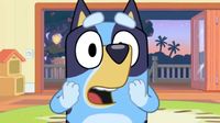 Bluey with a shocked expression.