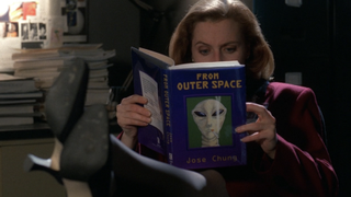 Gillian Anderson as Scully in the "Jose Chung's From Outer Space" episode of The X-Files