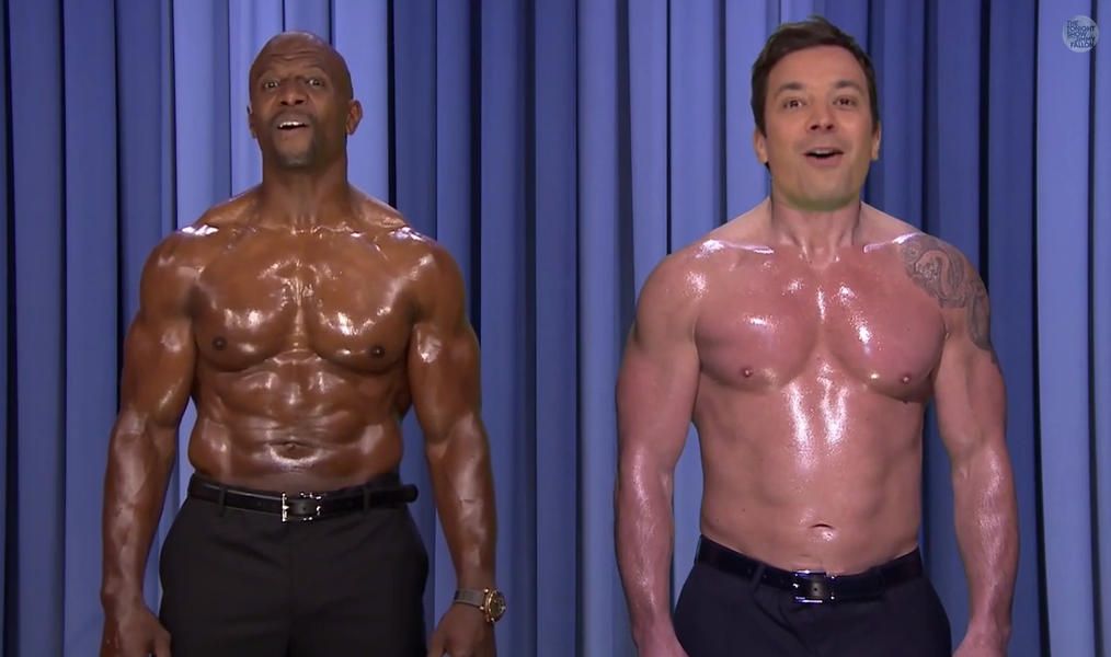 Jimmy Fallon and Terry Crews perform the world&amp;#039;s first &amp;amp;mdash; and hopefully last &amp;amp;mdash; &amp;#039;nip sync duet&amp;#039;