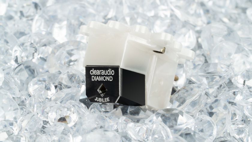 The Clearaudio Diamond Jubilee MC cartridge on a bed of diamonds.