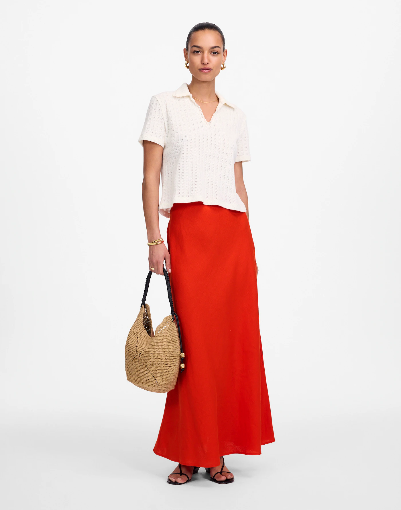 MW, Linen Maxi Slip Skirt