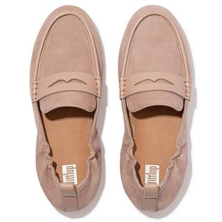 suede pale pink loafers