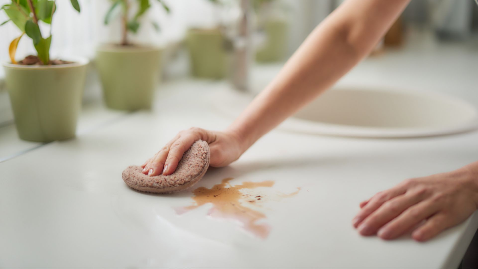 picture of woman cleaning spill off counter