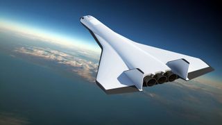 Artist's illustration of Radian Aerospace's planned Radian One space plane in orbit.