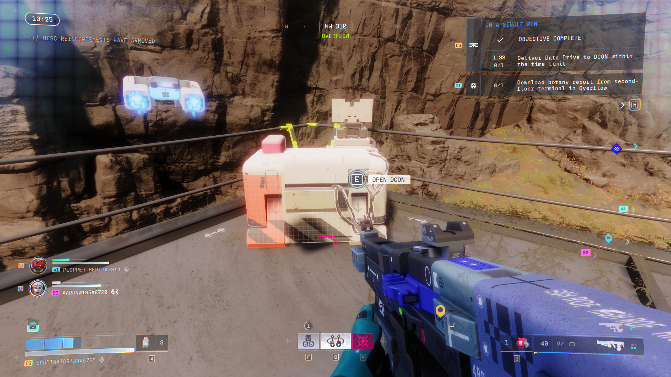 Marathon DCON: A player looking at a DCON terminal on a roof.