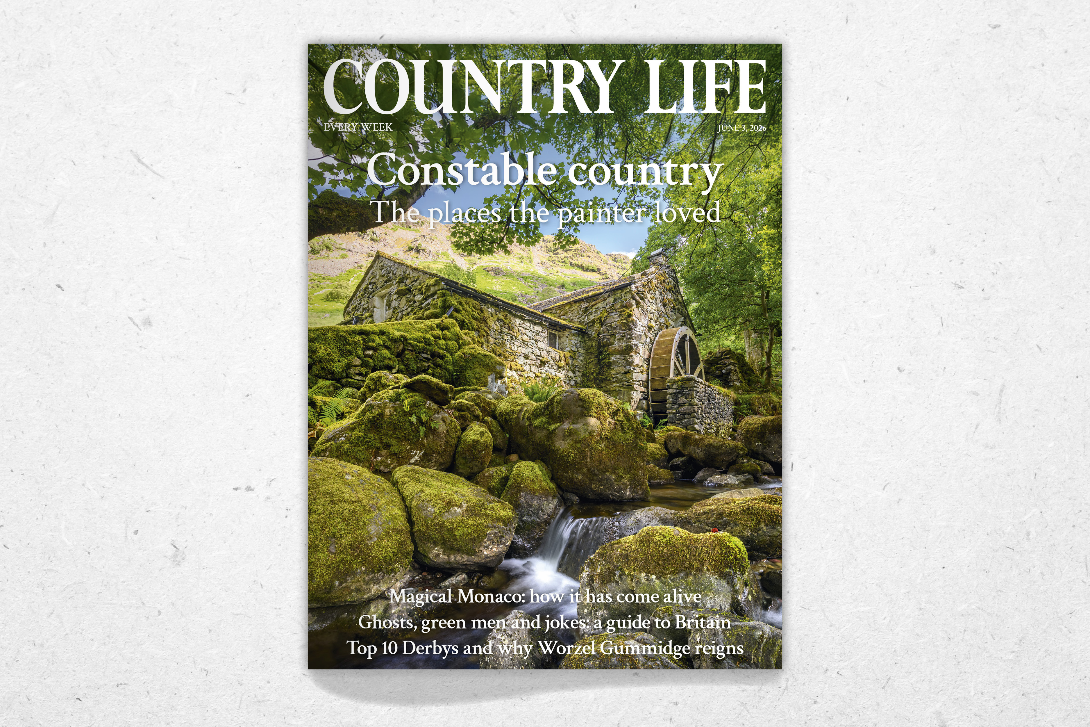 Cover of Country Life June 3, 2026, which features a photo of Coombe Gill Mill in Borrowdale, Cumbria, by Daniel Kay / Getty. 