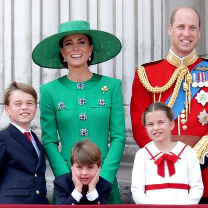 The Wales family stand on the Buckingham Palace balcony at Trooping the Colour