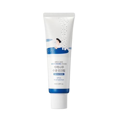 Round Lab Birch Juice Moisturizing Uv Lock Spf 45, 1.69 Fl Oz, Hydrating Lotion-Like Lightweight Glow Sunscreen for Sensitive Skin, No White Cast, Fragrance-Free, Protector Solar, Korean Sunscreen