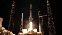 A SpaceX Falcon 9 rocket launches the GPS III-SV09 satellite for the U.S. Space Force from Florida on Jan. 27, 2026.