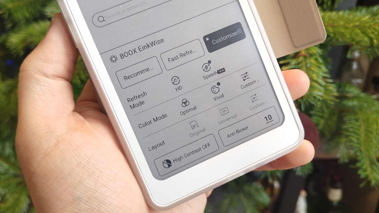 The Boox Palma 2 Pro showing the EinkWise menu.