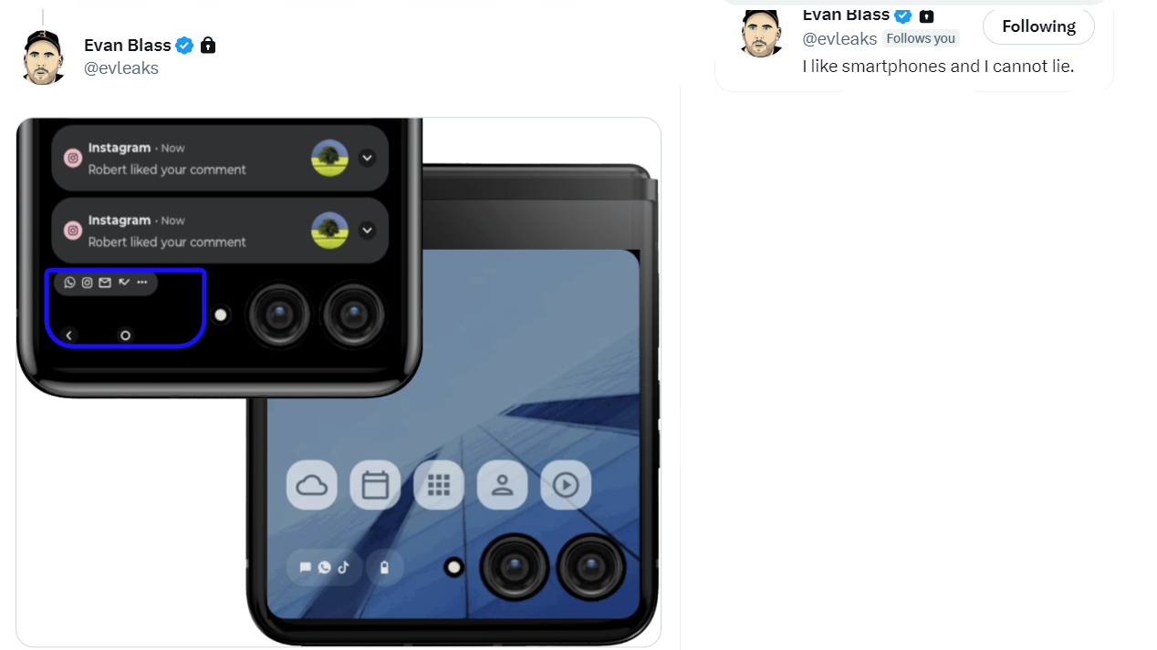 Leaked images of Motorola Razr 2023 cover display