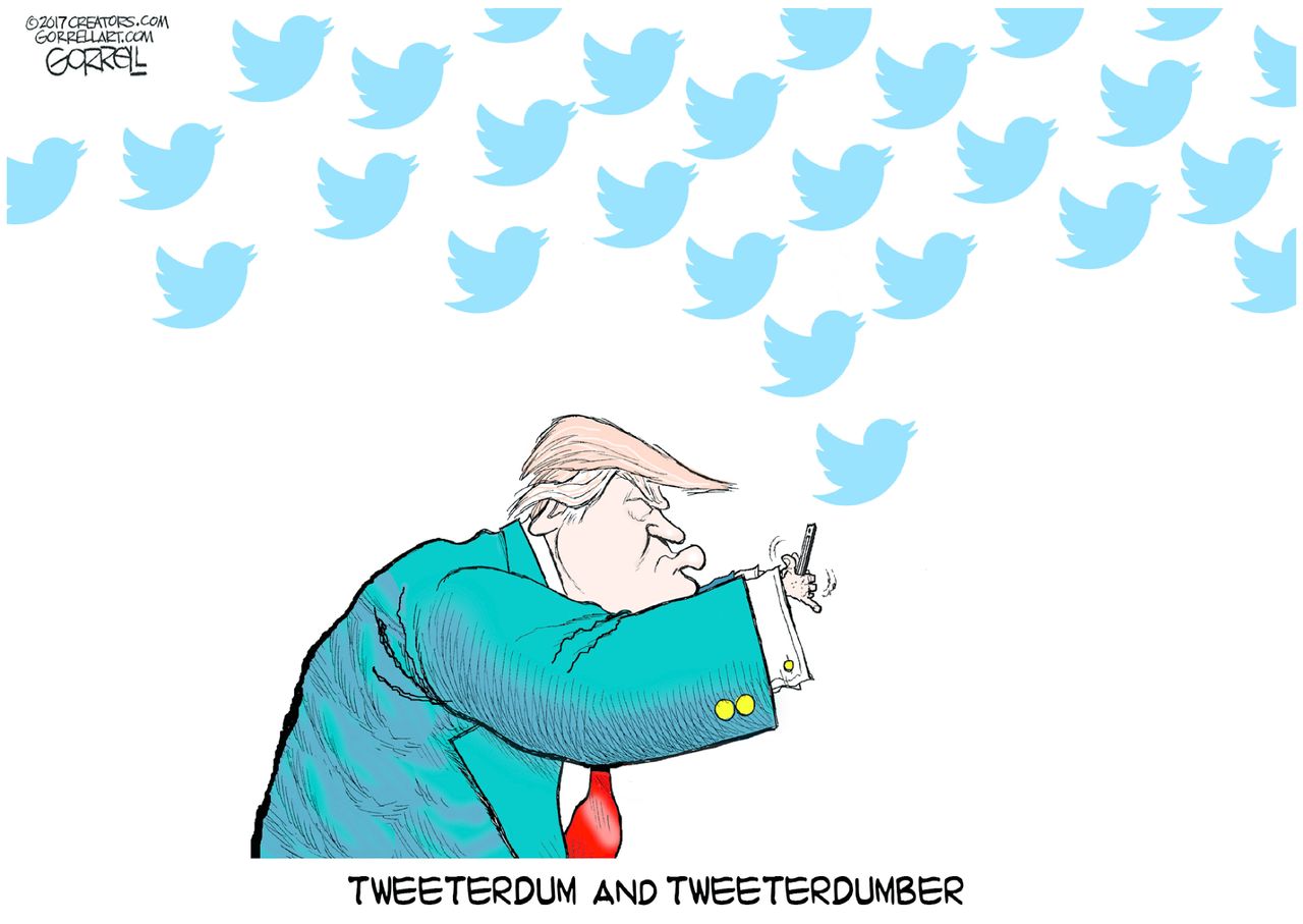 Political cartoon U.S. Trump tweets