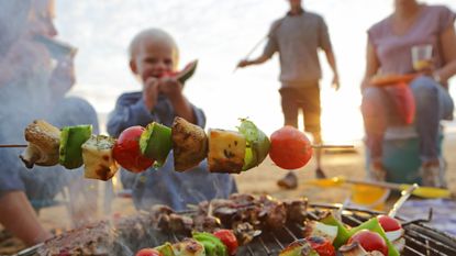 Vegetables grilling on a BBQ