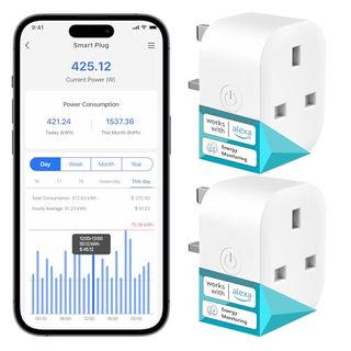 Meross Smart Plug With Energy Monitoring, Mini Smart Wifi Plug Work With Alexa, Google Home, Smartthings, Smart Socket Remote Control Timer Plug, No Hub Required, 13a, 2 Packs