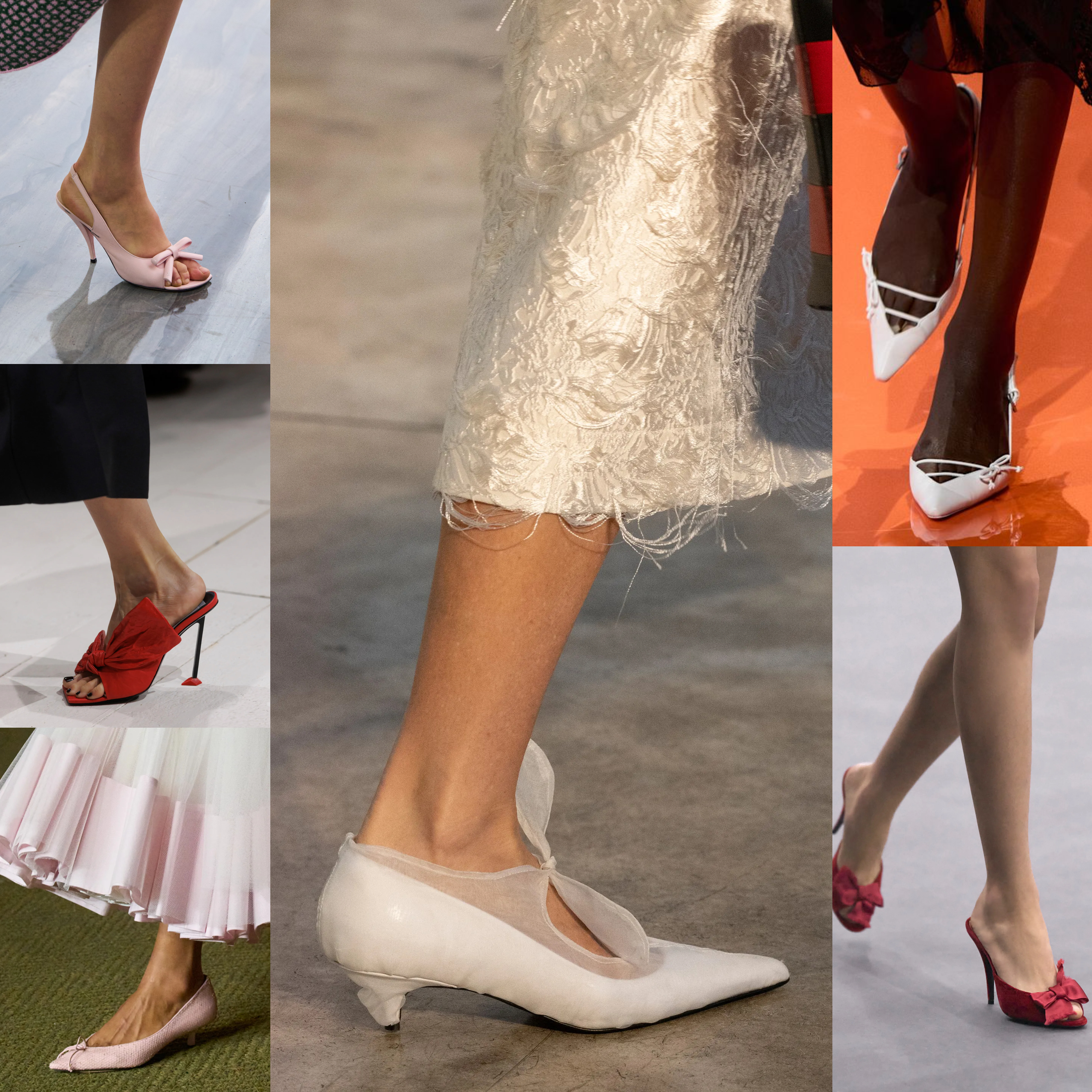 the spring bow heel shoe trend at Dior, Givenchy, Jacquemus, Proenza Schouler, Prada, Valentino Spring 2026