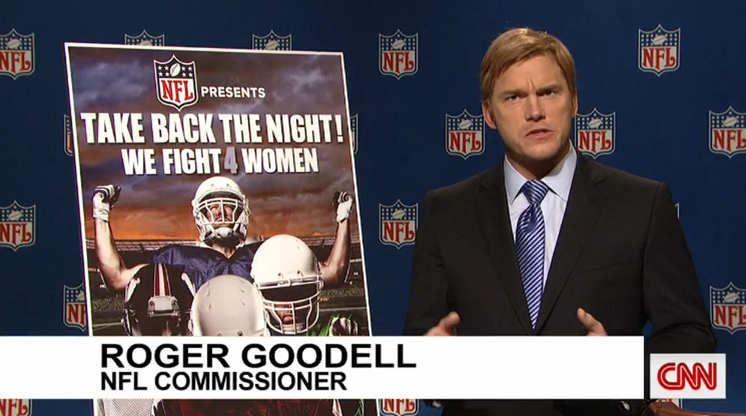 SNL channels NFL Commissioner Roger Goodell: &amp;#039;We fight women&amp;#039;