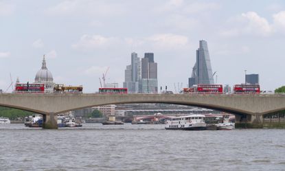 Busy bridge over the Thames