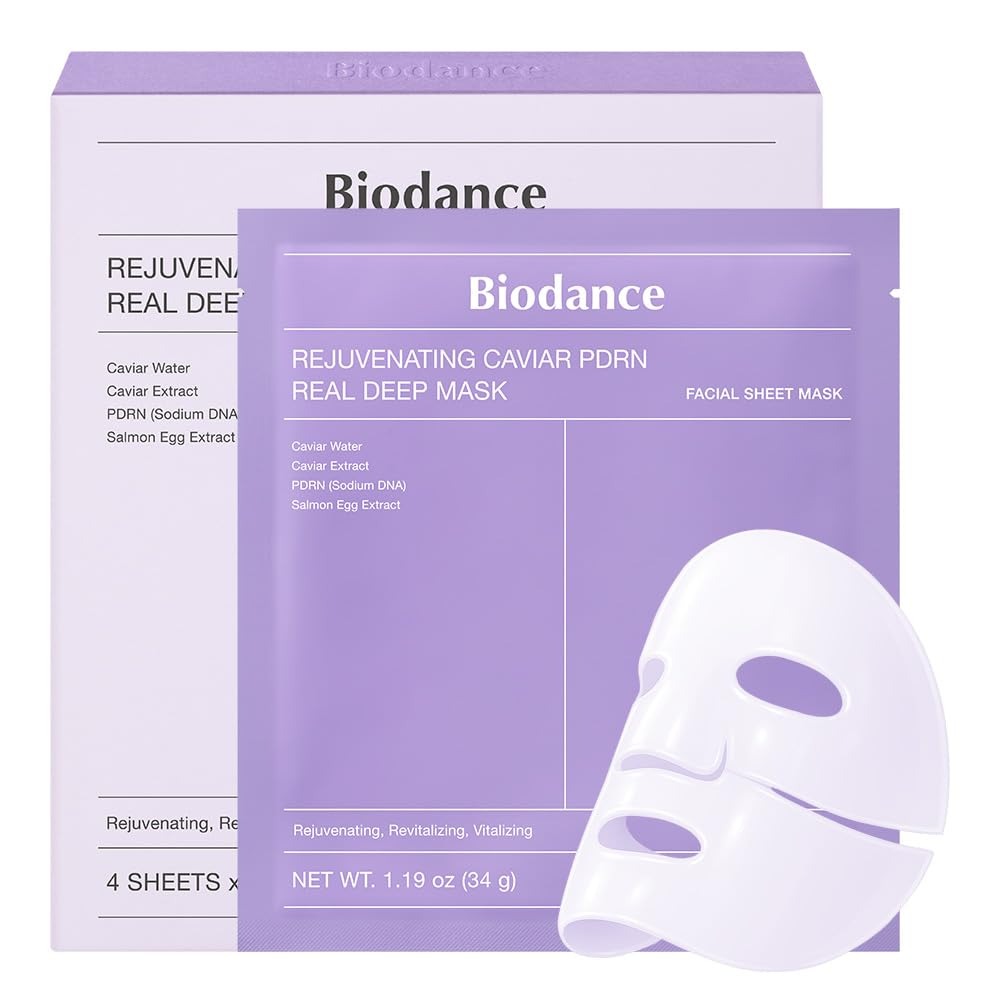 BIODANCE, Biodance Rejuvenating Caviar Pdrn Real Deep Mask, Overnight Hydrogel Mask, Skin Firming &amp;amp; Radiance Boost, Enhancing Recovery for All Skin Types, Korean Skincare, Stocking Stuffers | 1.19oz(34g) X 4ea