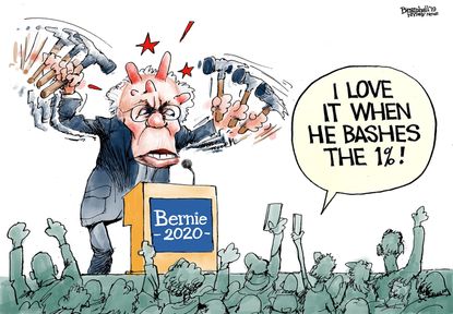 Political Cartoon U.S. Bernie Sanders 2020 election tax returns 1 percent