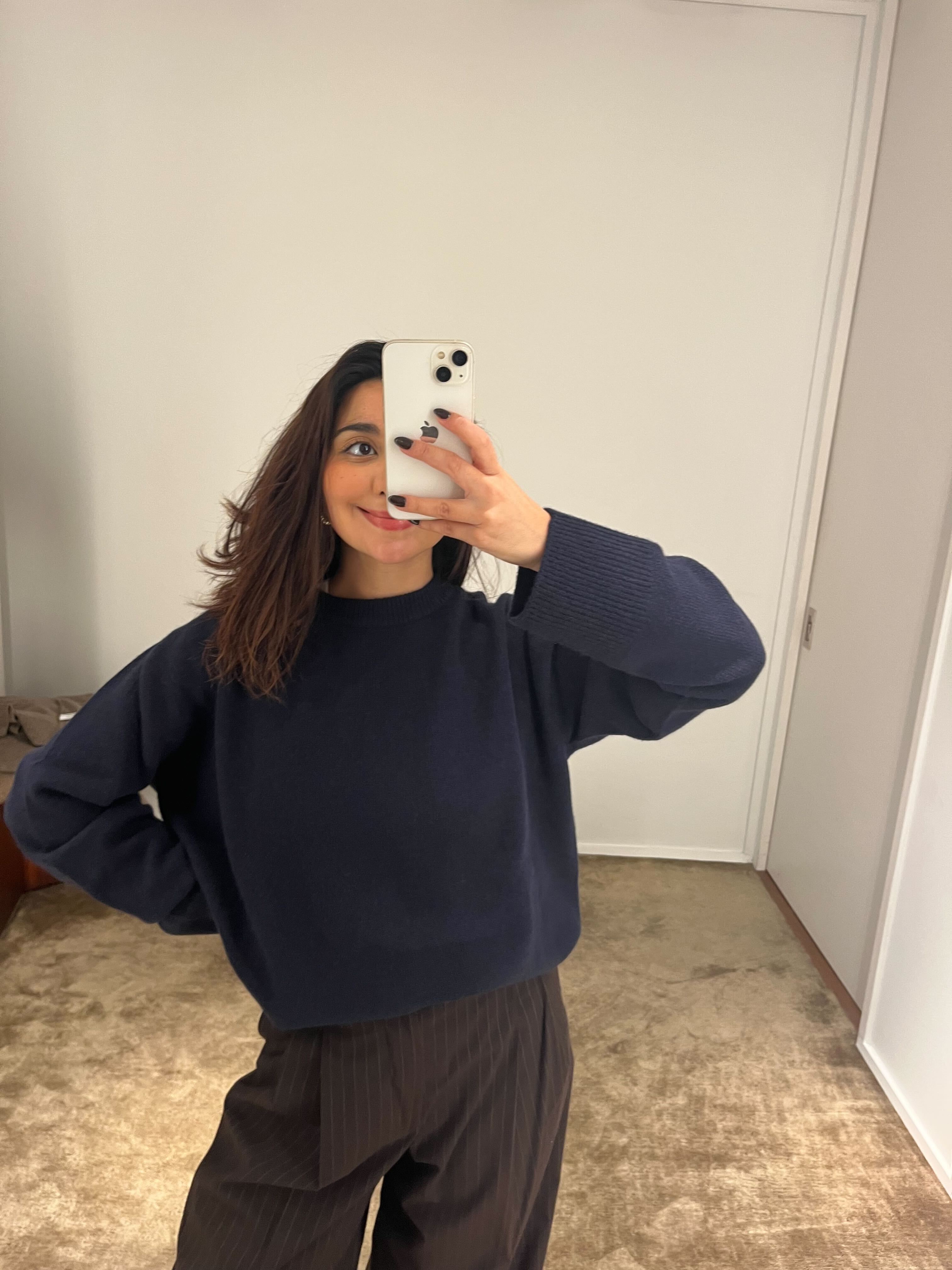 Marina Senior Shopping Editor wearing The Row Sibem cashmere jumper