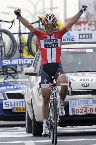 Danish champion Matti Breschel wins the Dwars door Vlaanderen