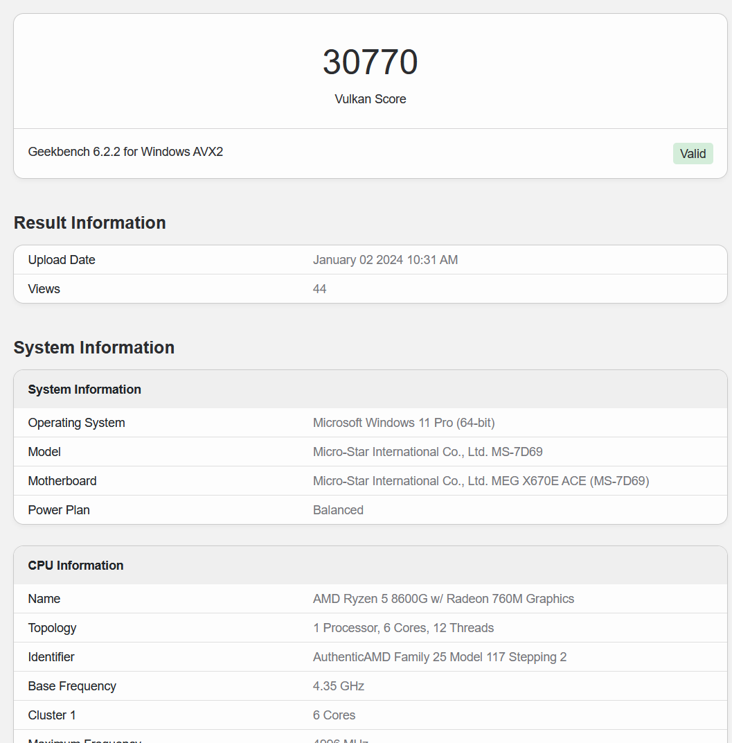 AMD's upcoming integrated graphics matches seven years old GTX 1060 in  Geekbench 6 — Ryzen 5 8600G iGPU benchmarks leak