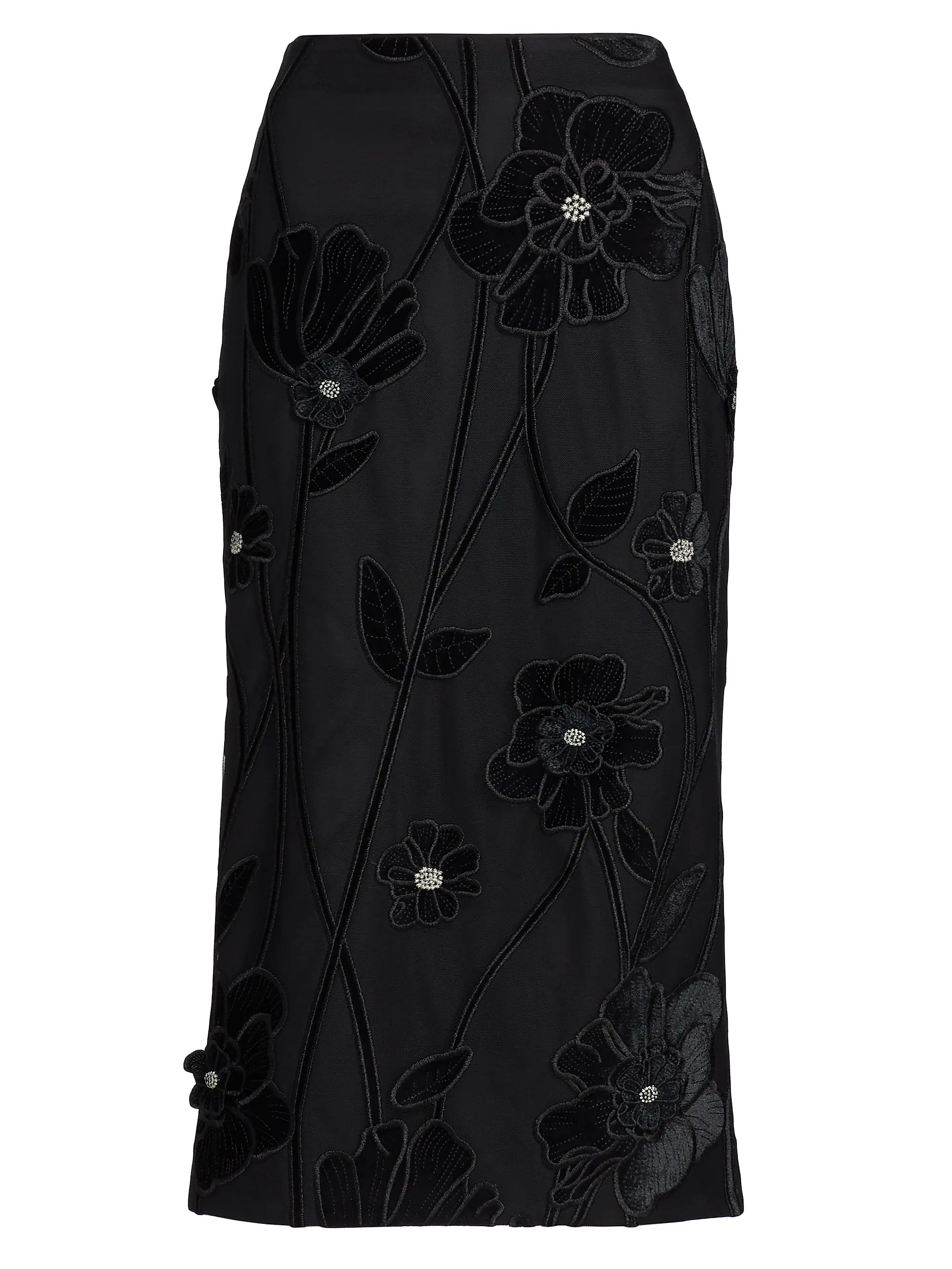 Rory Velvet-Floral Maxi Skirt