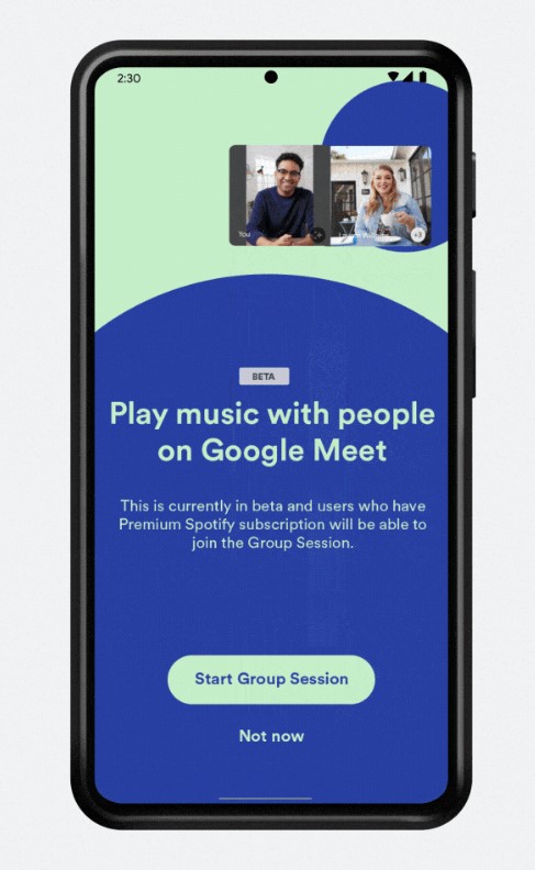Google Meet's live sharing on Spotify