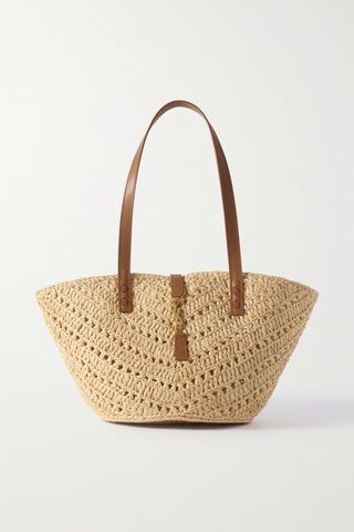 Panier Leather-Trimmed Raffia Tote