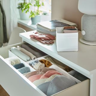 IKEA SKUBB drawer dividers in chest of drawers