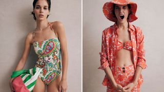 A composite of models wearing the best swimsuit brands - boden