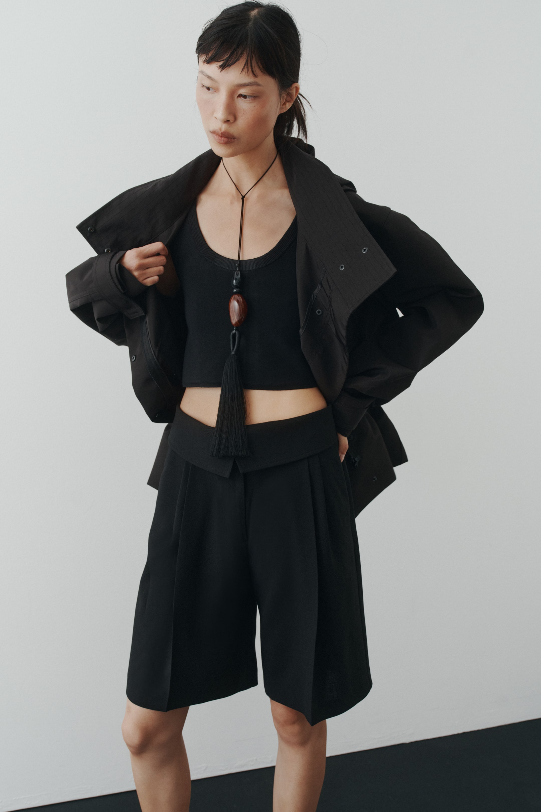 Foldover-Waist Bermuda Shorts