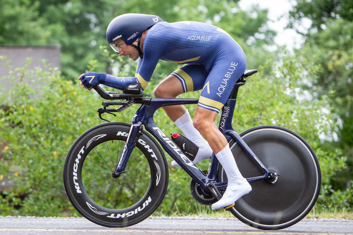 Larry Warbasse en route to fourth in the US pro time trial