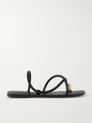 Laurie Gold-Tone and Leather Sandals