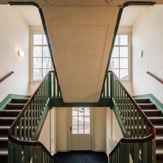 Staircases leading into another staircase at Prinsengracht venue