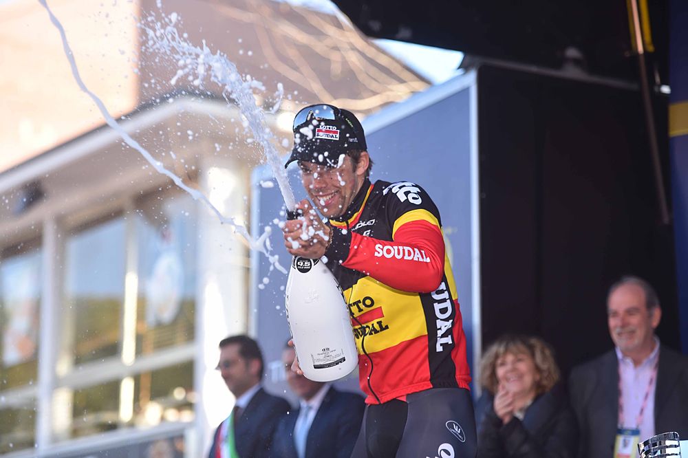 Jens Debusschere (Lotto-Soudal) celebrates his stage 2 win