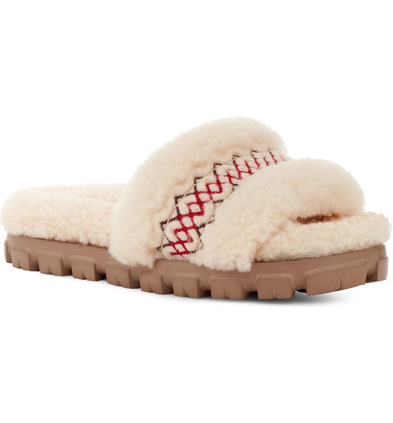 Cozetta Braid Genuine Shearling & Faux Shearling Slide Sandal