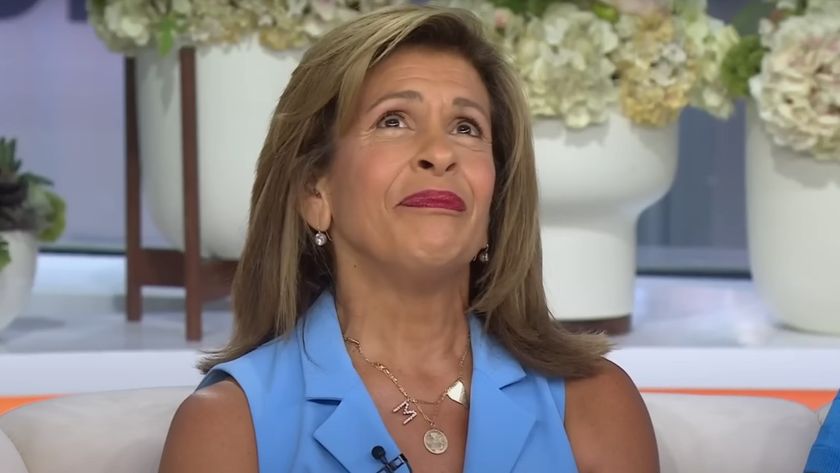 Hoda Kotb wears an "M" necklace as she announces that she will exit The Today Show in 2025 during the September 26, 2024, episode on NBC.