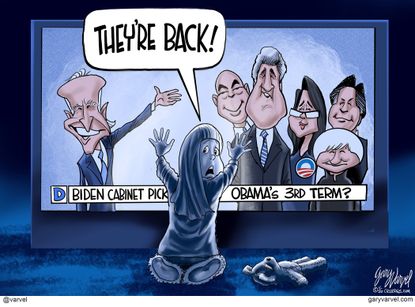 Political Cartoon U.S. Biden cabinet Poltergeist