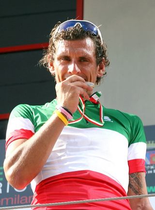 Filippo Pozzato (Katusha) in the tricolore jersey.