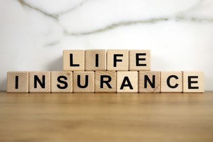 Blocks are stacked and lined up to spell "Life Insurance."