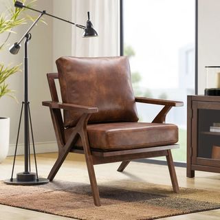 Huybert Solid Wood Frame Upholstered Mid Century Modern Armchair 