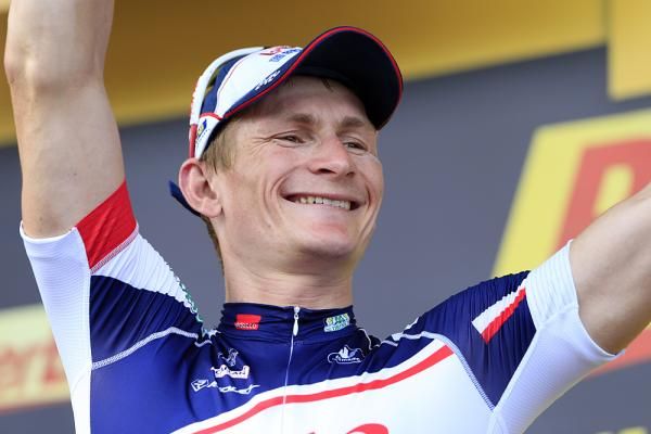 Andre Greipel enjoys his podium time at the Tour de France