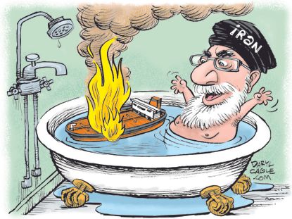 Political Cartoon U.S. Iran Tanker War Rouhani Bathtub Invasion