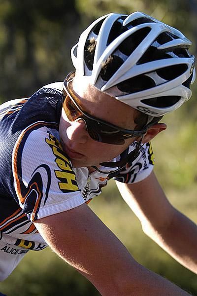 Matt King from the Northern Territory keeps watch for any attacks on the second last lap.