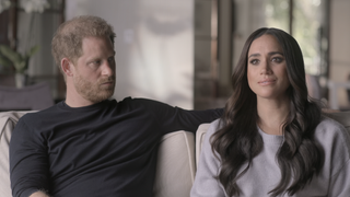 Prince Harry and Meghan Markle being interviewed in Harry & Meghan